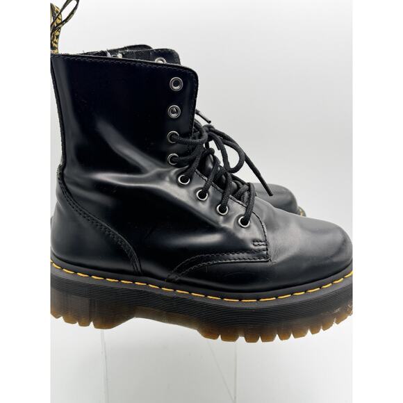 Dr. Martens Jadon Platform Boots Women Sz 8 Black Leather 8-Eye Quad Retro Goth - Picture 9 of 11
